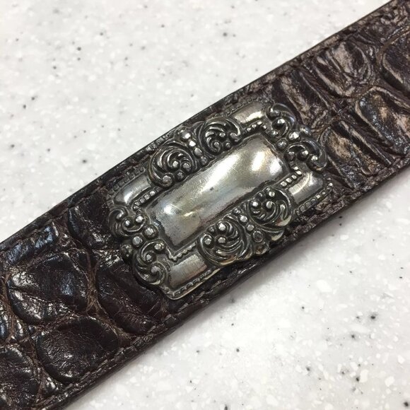 Brighton Women's Belt 1993 S#42209 Med Brown Leather with Silver Embellishments - Picture 6 of 6